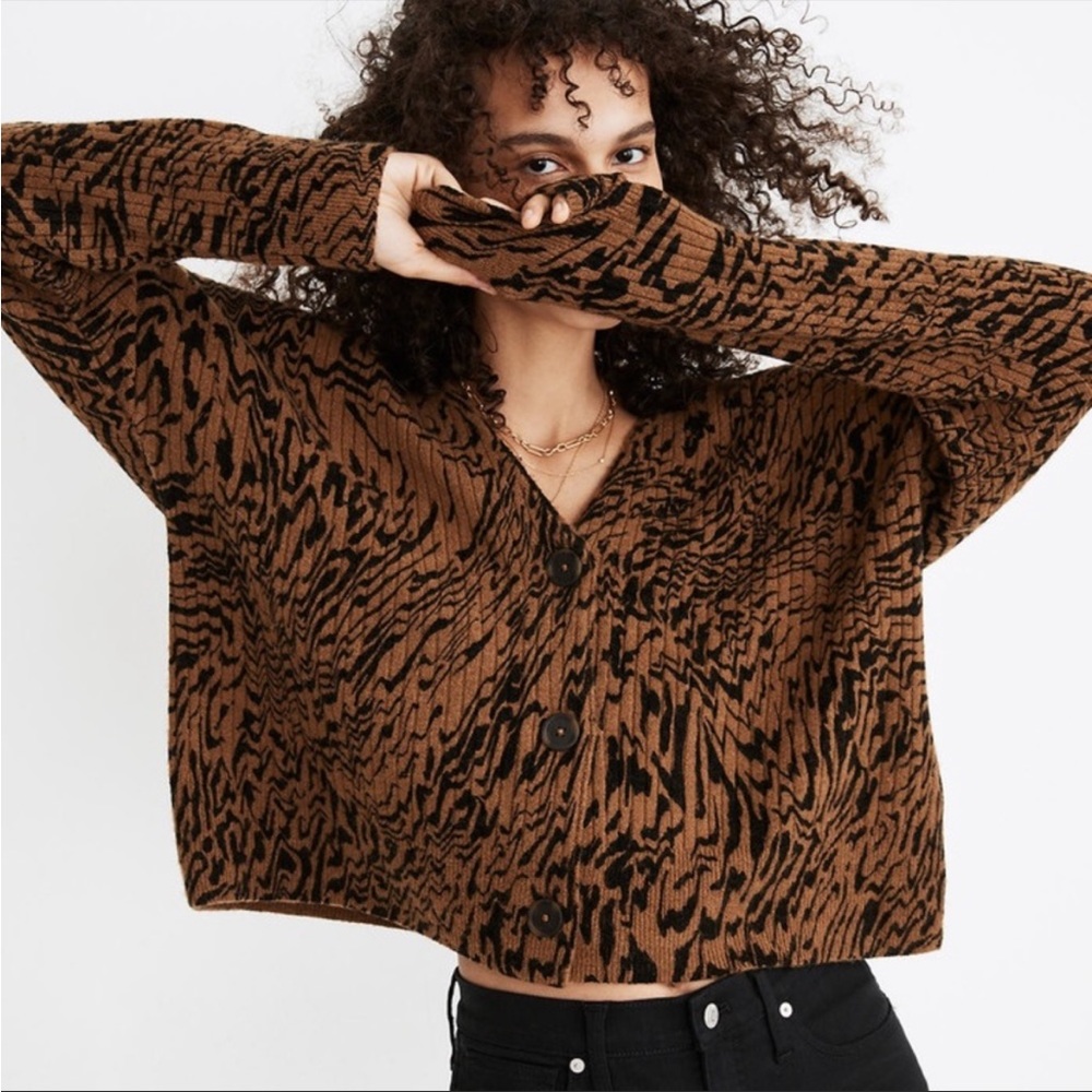 Tigerized Cameron Ribbed Cardigan Sweater in Coziest Yarn - madewell sweater